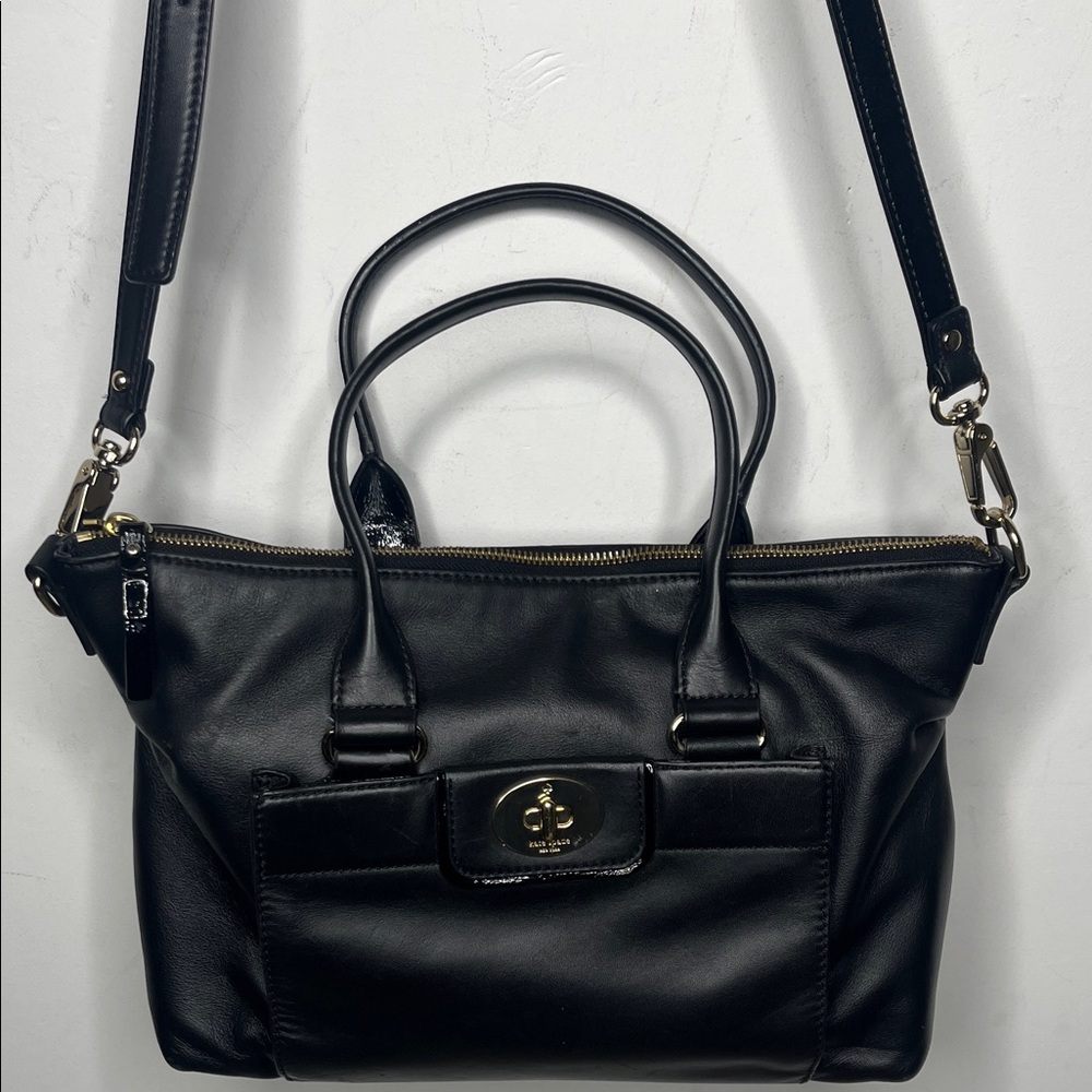 Kate Spade Janie Hampton Road black soft leather satchel/shoulder bag.